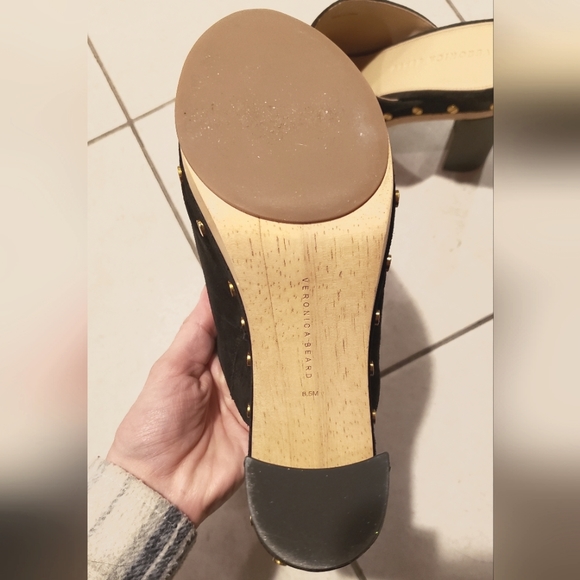 Veronica Beard Black Suede Mules Size 8.5M - Picture 4 of 4